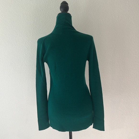Thakoon Green Button Up Turtleneck Wool Sweater Size Medium - Picture 3 of 5